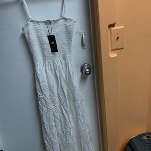 Chic White Smocked Maxi Dress